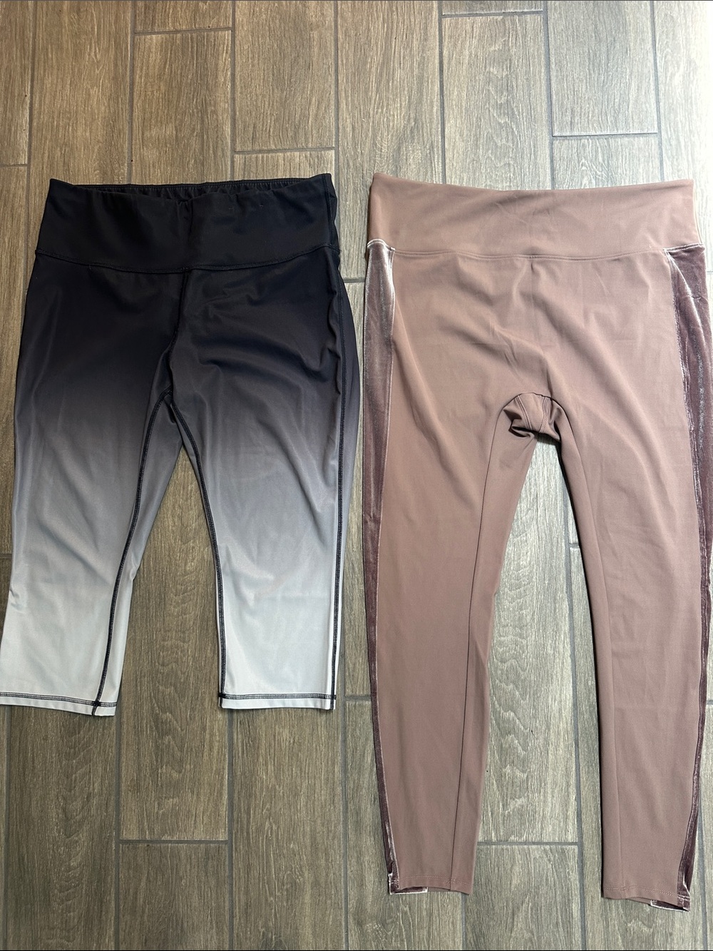 Women’s Yoga Pant Bundle Size 1x. Capri and Full Length. Brown/Gray.